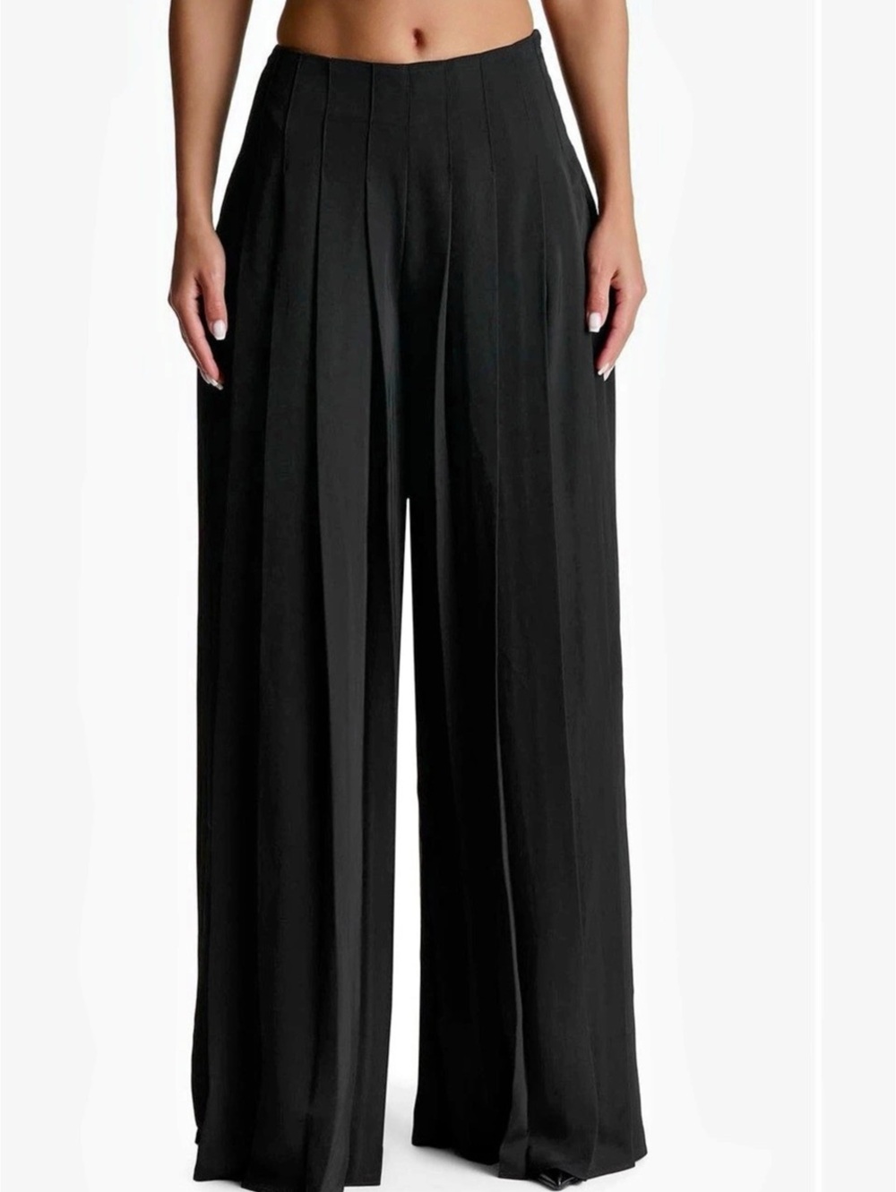 Naked Wardrobe Pleated Wide Leg Pants in Black Size Small NWT
